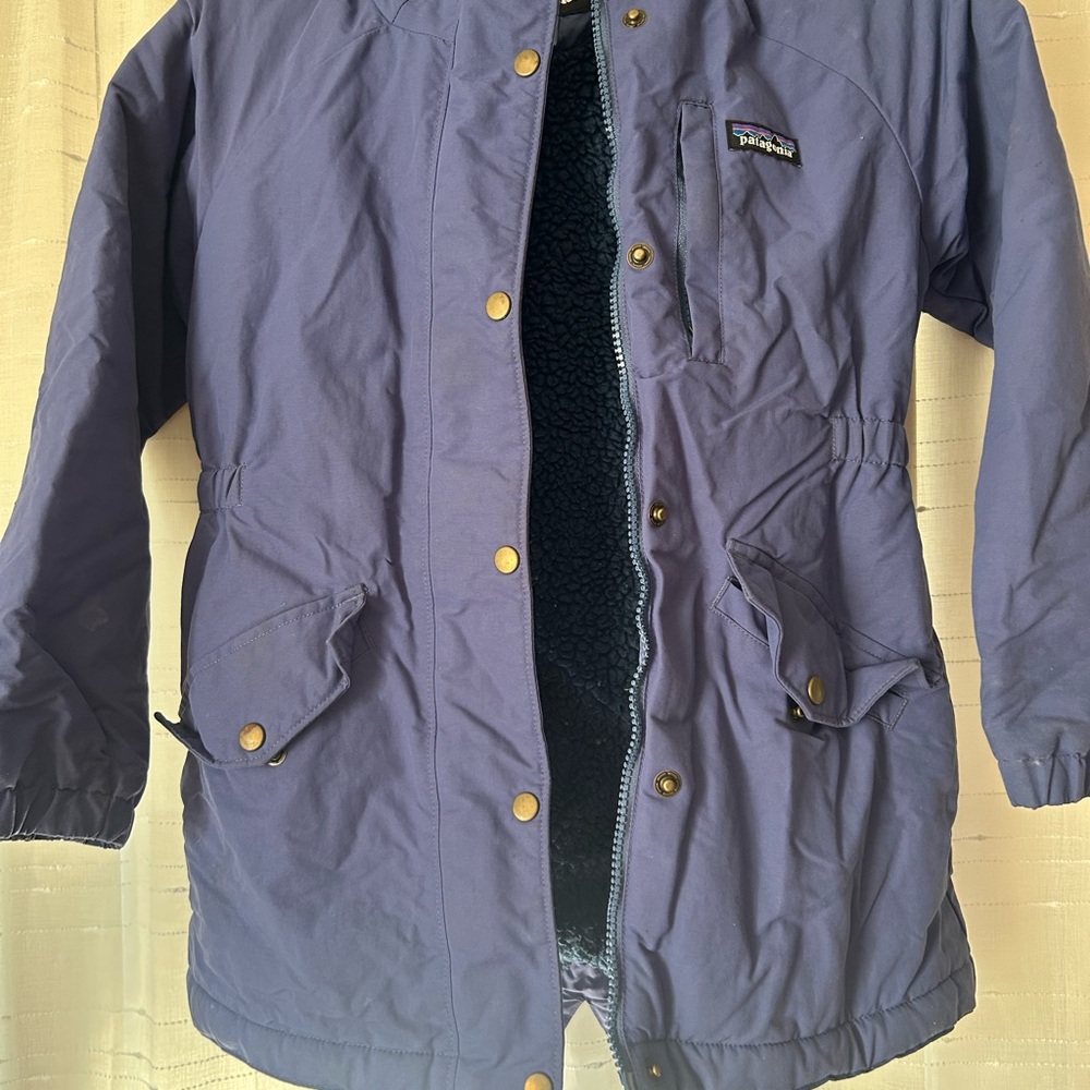 Patagonia Girls “Current Blue” Jacket with Gold Details
